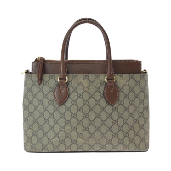 GUCCI Gucci Brown Gold Hardware GG Supreme Canvas 409534 Tote Bag1
